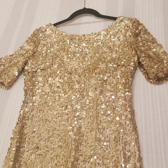 NWT Ark & Co Sequin Mini Dress, gold, size M - Picture 2 of 15